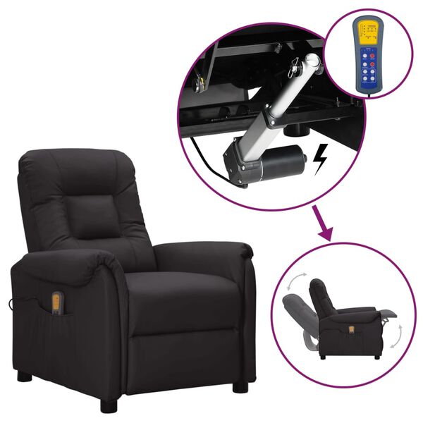 vidaXL Fauteuil de massage Noir Similicuir