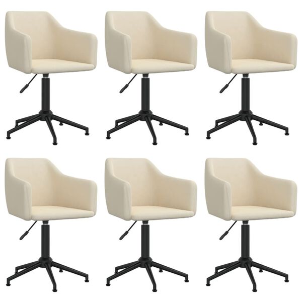 vidaXL Chaises pivotantes &agrave; manger lot de 6 Cr&egrave;me Velours