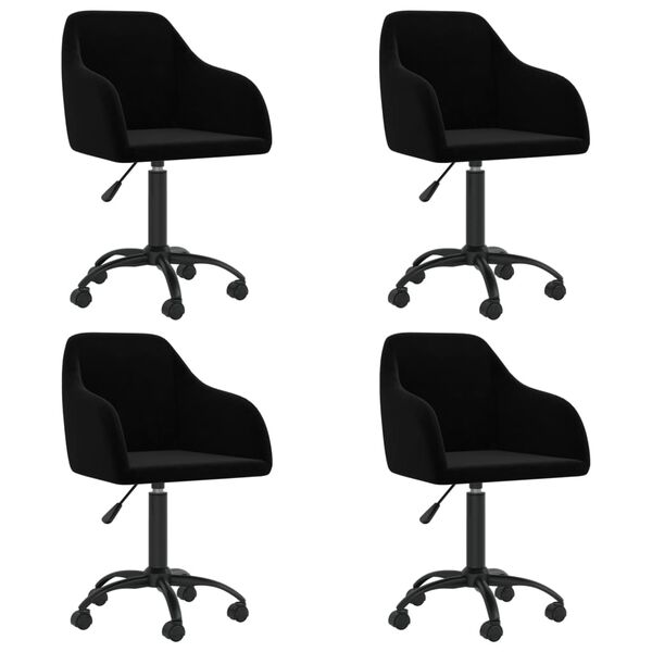 vidaXL Chaises pivotantes &agrave; manger lot de 4 noir velours