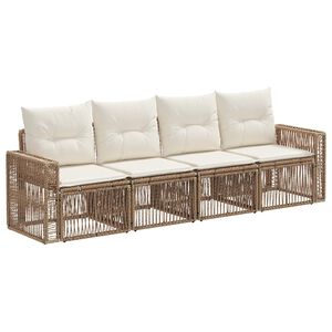 vidaXL Ensemble de canap&eacute; de jardin 4 pc Beige et blanc cr&egrave;me