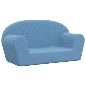 vidaXL Canap&eacute; pour enfants 2 places bleu peluche douce