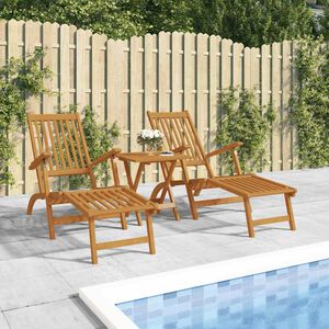 vidaXL Chaises longues d'ext&eacute;rieur repose-pieds et table Acacia solide