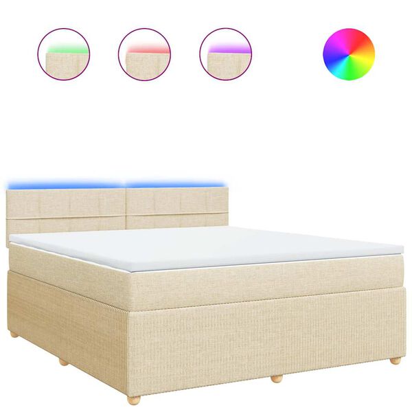 vidaXL Sommier &agrave; lattes de lit avec matelas Cr&egrave;me 180x200 cm Tissu