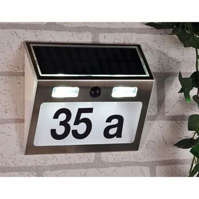 HI Numéro de maison éclairé solaire à LED Argenté