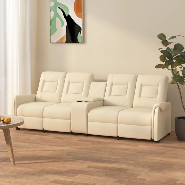 vidaXL Fauteuil de massage inclinable et porte-gobelet 4 places crème