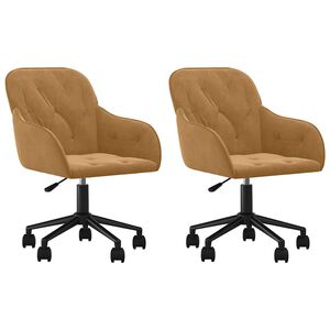 vidaXL Chaises pivotantes &agrave; manger lot de 2 Marron Velours