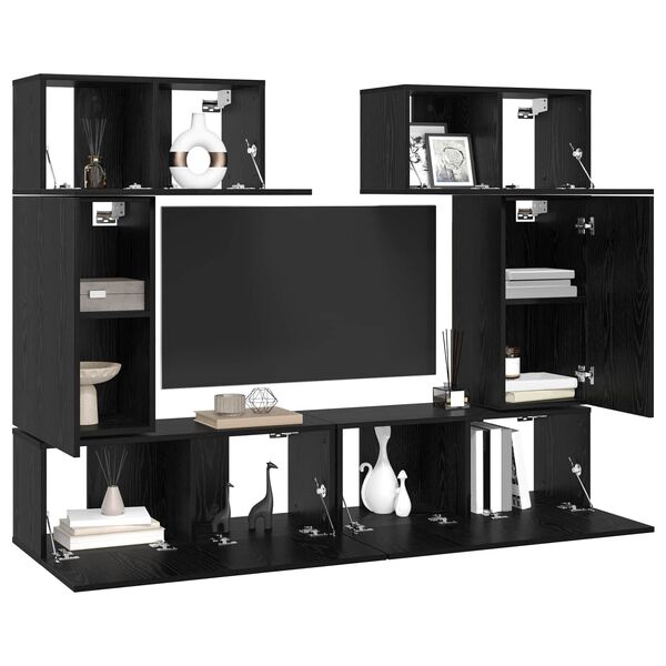 vidaXL Ensemble meuble TV 6 pcs Ch&ecirc;ne noir Bois d'ing&eacute;nierie