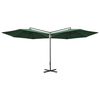 vidaXL Parasol de jardin double avec m&acirc;t en acier vert 600 cm