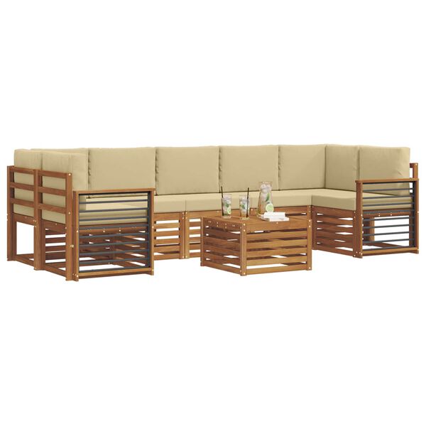vidaXL Ensemble de canap&eacute;s d'ext&eacute;rieur 8 pcs Naturel et Beige