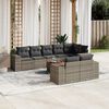 vidaXL Salon de jardin 9 pcs avec coussins gris r&eacute;sine tress&eacute;e