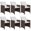 vidaXL Ensemble à manger de jardin et coussins 7 pcs marron poly rotin