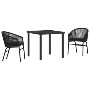 vidaXL Ensemble de salle &agrave; manger pour jardin 7 pcs Noir