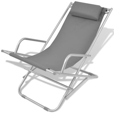 vidaXL Chaises inclinables de terrasse lot de 2 Acier Gris