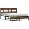 vidaXL Cadre de lit en m&eacute;tal sans matelas ch&ecirc;ne fum&eacute; 135x190 cm