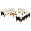 vidaXL 9 pc Bois d'acacia massif et corde Naturel