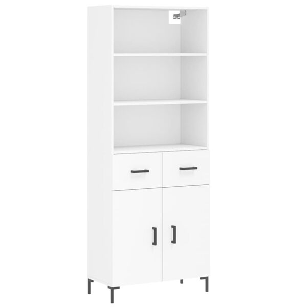 vidaXL Buffet haut Blanc 69,5x34x180 cm Bois d'ing&eacute;nierie