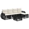 vidaXL Ensemble de canap&eacute; de jardin 6 pc Noir et blanc cr&egrave;me polyrotin