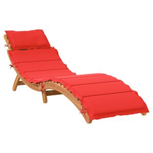vidaXL Chaise longue avec coussin rouge bois d'acacia solide