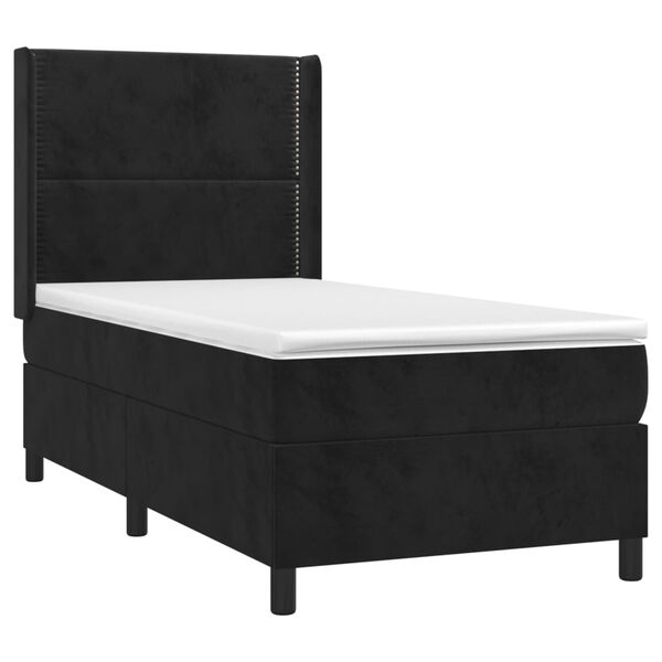 vidaXL Sommier &agrave; lattes de lit avec matelas Noir 90x190 cm Velours