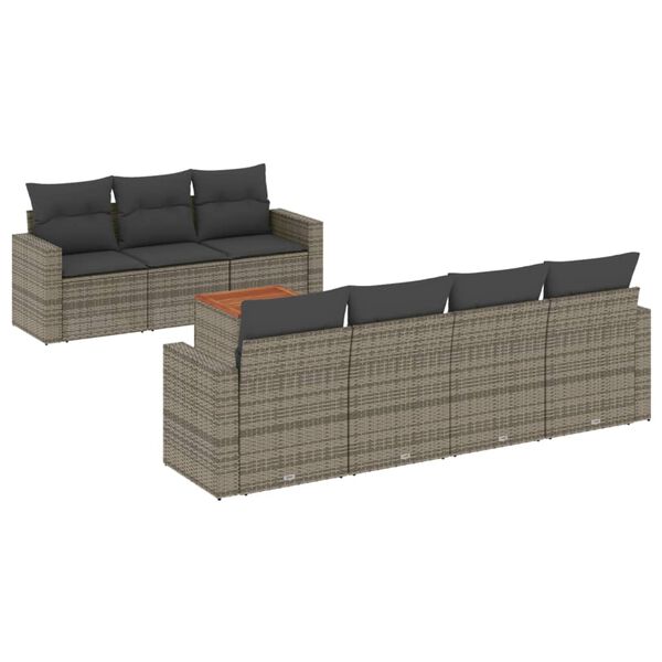 vidaXL Salon de jardin 8 pcs avec coussins gris r&eacute;sine tress&eacute;e