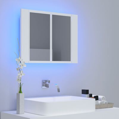 vidaXL Armoire salle de bain à miroir LED Blanc 60x12x45 cm Acrylique