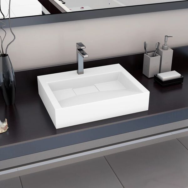 vidaXL Lavabo 60x38x11 cm Fonte min&eacute;rale/marbre Blanc
