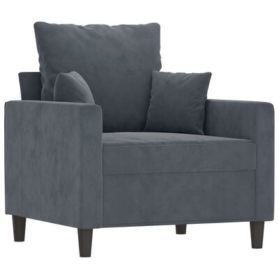 vidaXL Fauteuil avec repose-pied Gris foncé 60 cm Velours