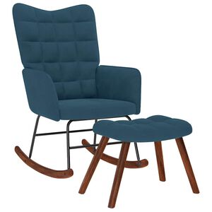 vidaXL Chaise &agrave; bascule avec repose-pied bleu velours