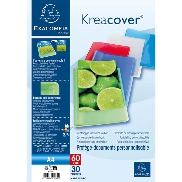 Exacompta Dossiers de pr&eacute;sentation Kreacover A4 30 pochettes PP 12 pcs