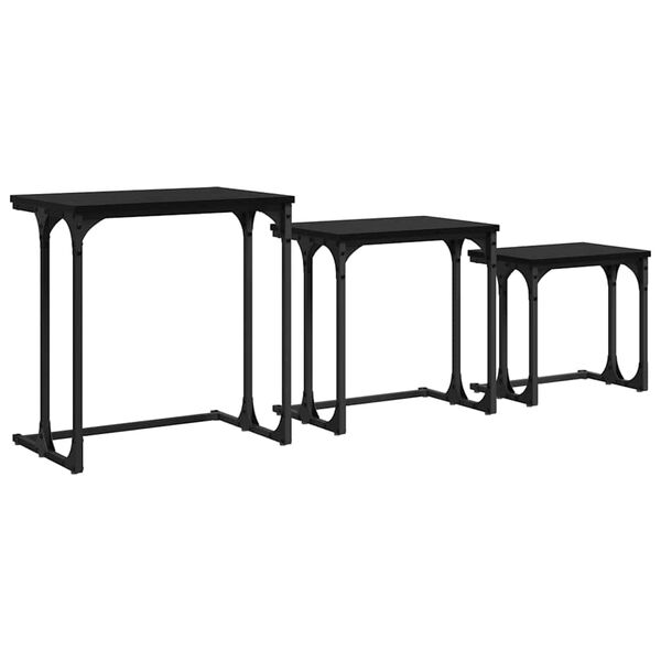vidaXL Table basse gigogne 3 pcs Chêne noir 50.5 x 35 x 53 cm