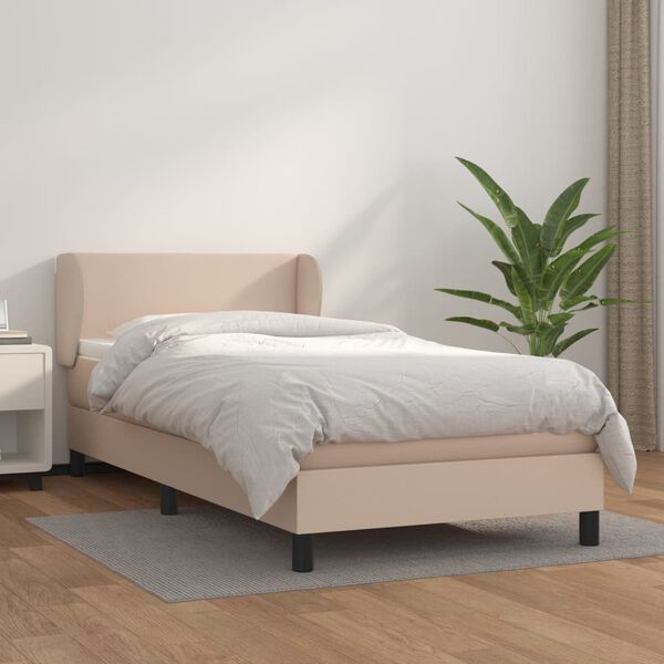 vidaXL Sommier &agrave; lattes de lit avec matelas Cappuccino 100x200 cm
