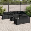 vidaXL Salon de jardin 9 pcs avec coussins noir r&eacute;sine tress&eacute;e