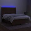 vidaXL Sommier &agrave; lattes de lit matelas et LED Marron fonc&eacute; 140x200 cm