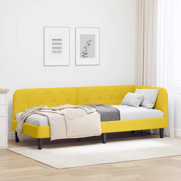 vidaXL Cadre de lit d'angle avec t&ecirc;te de lit Jaune 80 x 200 cm Velours