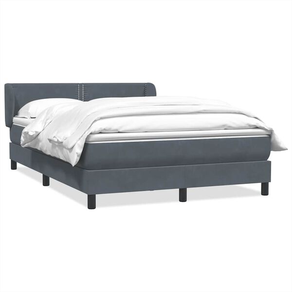 vidaXL Sommier &agrave; lattes de lit et matelas gris fonc&eacute; 140x210cm velours