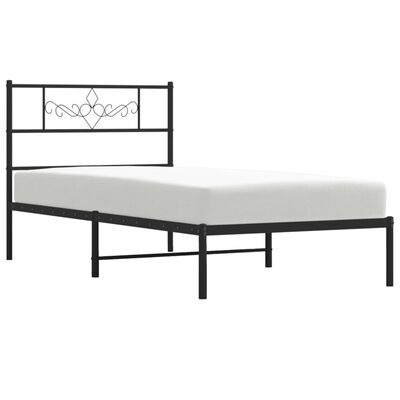 vidaXL Cadre de lit métal sans matelas avec tête de lit noir 100x200cm