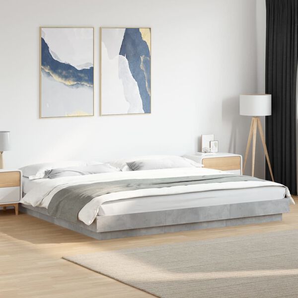 vidaXL Cadre de lit sans matelas gris b&eacute;ton 200x200 cm