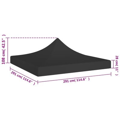 vidaXL Toit de tente de réception 3x3 m Noir 270 g/m²