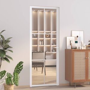 vidaXL Porte int&eacute;rieure 76x201,5 cm Blanc Verre ESG et aluminium