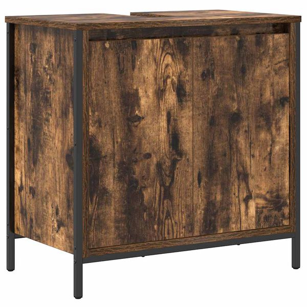 vidaXL Meuble de salle de bain lavabo ch&ecirc;ne fum&eacute; 60x34,5x60 cm