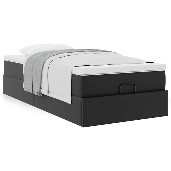 VidaXL Cadre de lit ottoman avec matelas noir 90x190 cm similicuir