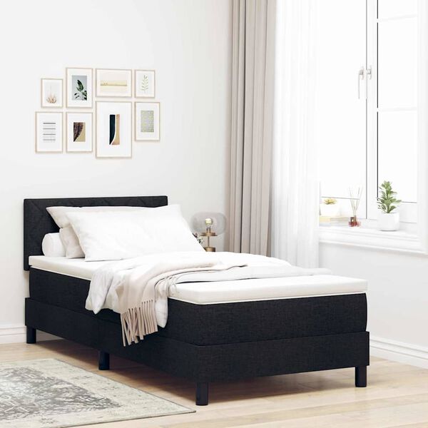 vidaXL Lit &agrave; ressorts avec matelas Noir 90 x 190 cm tissu