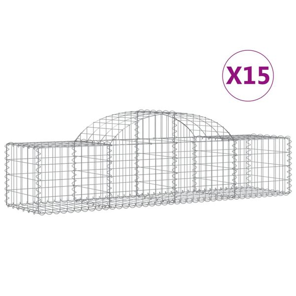 vidaXL Paniers à gabions arqués 15 pcs 200x50x40/60 cm fer galvanisé