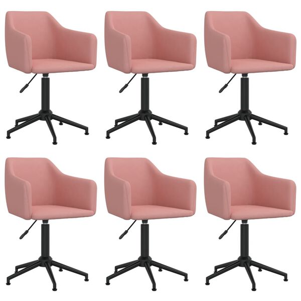 vidaXL Chaises pivotantes &agrave; manger lot de 6 Rose Velours