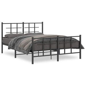 vidaXL Cadre de lit m&eacute;tal sans matelas avec pied de lit noir 140x190cm