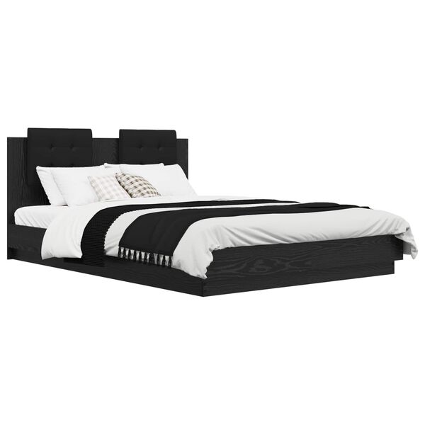 vidaXL Cadre de lit avec t&ecirc;te de lit Ch&ecirc;ne noir 120 x 200 cm