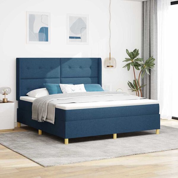 vidaXL Lit &agrave; ressorts avec matelas Bleu 140 x 200 cm tissu