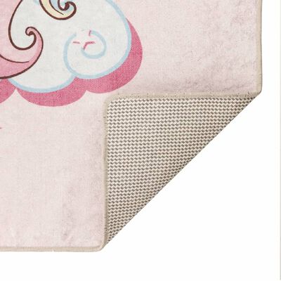 vidaXL Tapis enfants rose 160x230 cm licorne antidérapant lavable