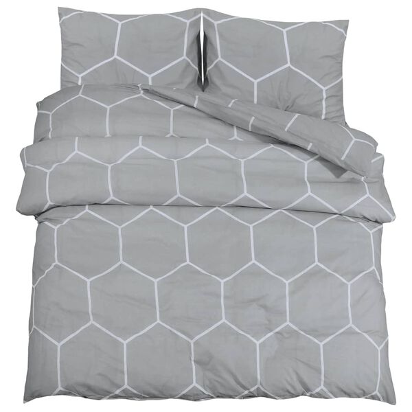 vidaXL Ensemble de housse de couette Gris 140x200 cm Coton