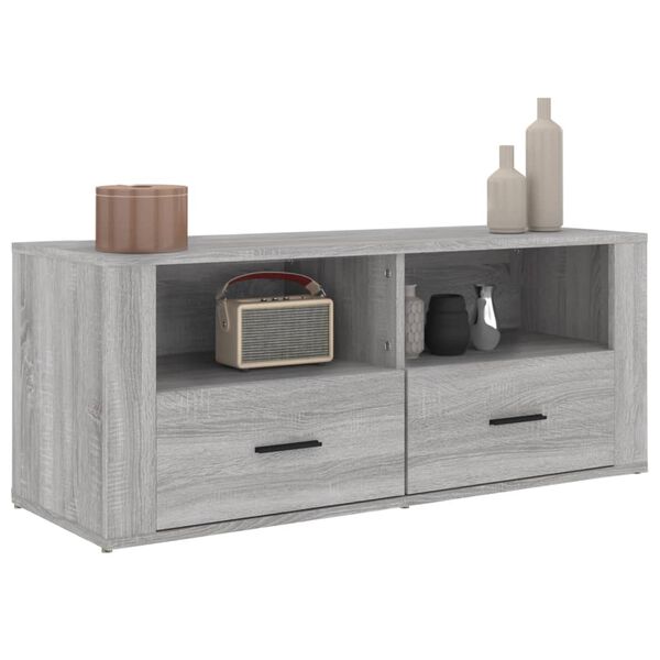 vidaXL Meuble TV Sonoma gris 100x35x40 cm Bois d'ing&eacute;nierie